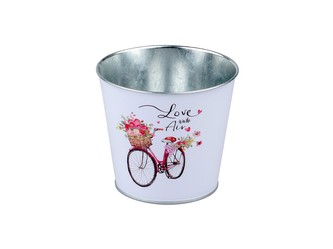 Květináč  plechový 133x115mm klasik Love is in the Air, barevná