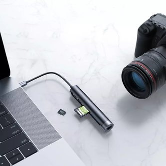 Joyroom multifunkční HUB 7v1 USB Type C 100 W / HDMI 4K 30 Hz / RJ-45 / čtečka karet SD a microSD / 2x USB 3.0 (S-H111)