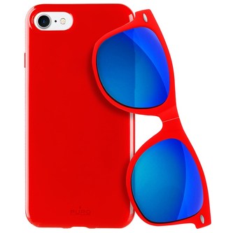 PURO Sunny Kit – sada pouzdra pro iPhone SE (2022/2020) / 8/7 + skládací sluneční brýle (červené)