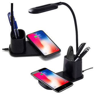 Stolní LED lampa s Qi indukční bezdrátovou nabíječkou černá