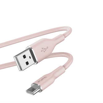 PURO ICON Soft Cable - USB-A na USB-C 1,5 m (Dusty Pink)