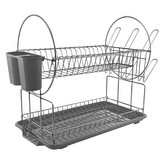 HOME ELEMENTS-HR Odkapávač na nádobí, polypropylen, 52,5x23,5x36cm, barva šedá