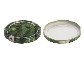 ZAVAŘOVACÍ VÍČKA VELKÁ, POTISK OKURKY 10KS