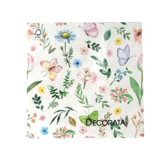 UBROUSKY 3VRSTVÉ JARNÍ KVĚTY+MOTÝLI 33X33CM