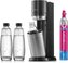 SodaStream Duo Titan Promo-Pack výrobník sody, 2 skleněné láhve, 1 plastová láhev, bombička s CO2, černý