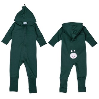 Moniel Dětský rostoucí teplákový overal Dinosaur Basic Dark Green 62/68 cm