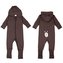 Moniel Dětský rostoucí teplákový overal Medvěd Basic Chocolate 62/68 cm