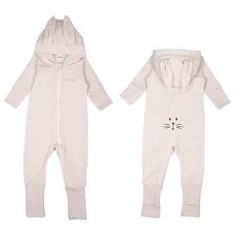 Moniel Dětský rostoucí teplákový overal Králík Basic Light Beige 62/68 cm