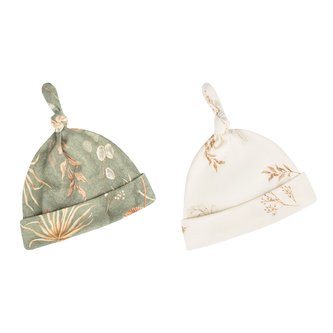 Dětské čepice 0-2 měsíce - sada dvou kusů Bohemian Green/Bohemian Botanic