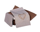 Forbyt, Utěrka bavlněná, Srdíčko a káro komplet 3 ks, Hnědá
