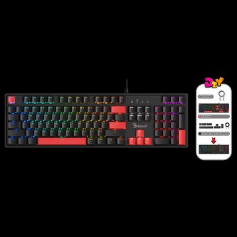 A4tech Bloody S510R podsvícená mechanická herní klávesnice, Red Switch, USB, CZ,  černá