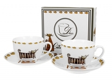 Porcelánový hrnek s podtalířkem Classic cats 250 ml, sada 2 ks v dárkovém boxu
