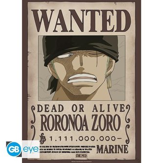 One Piece Plakát - Wanted Zoro 52x38 cm One Piece Plakát - Wanted Zoro 52x38 cm