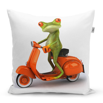 Polštář Žába na motorce: 40x40 cm