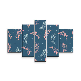 Obraz - 5-dílný Barevná peříčka: 125x90 cm Obraz - 5-dílný Barevná peříčka: 125x90 cm