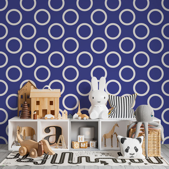 Tapeta Bílé kruhy na modré: 125x75 cm Tapeta Bílé kruhy na modré: 125x75 cm