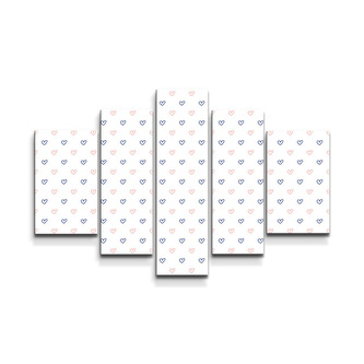 Obraz - 5-dílný Srdíčka na bílé: 125x90 cm