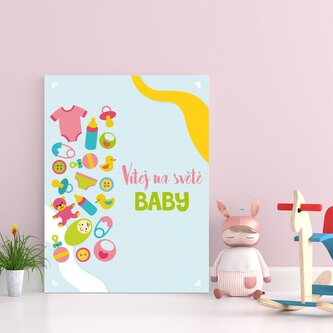 Dárková cedulka Vítej na světě, baby: 30x40 cm Dárková cedulka Vítej na světě, baby: 30x40 cm