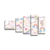 Obraz - 5-dílný Jednorožci: 100x60 cm