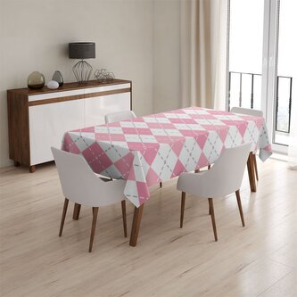 Ubrus Růžové a bílé kosočtverečky: 90x90 cm