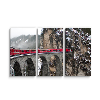 Obraz - 3-dílný Vlak na mostě 2: 120x80 cm