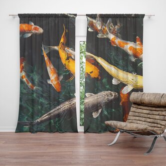 Závěs Ryby: 2ks 140x250cm