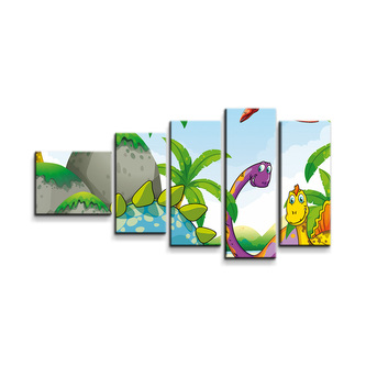 Obraz - 5-dílný Dinosauři 3: 100x60 cm