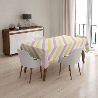 Ubrus Růžové a žluté pruhy: 130x130 cm Ubrus Růžové a žluté pruhy: 130x130 cm