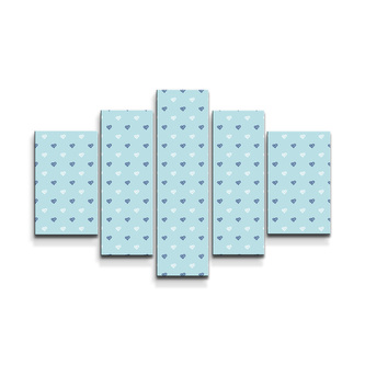 Obraz - 5-dílný Srdce na modré: 125x90 cm