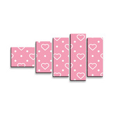 Obraz - 5-dílný Srdce a tečky: 100x60 cm