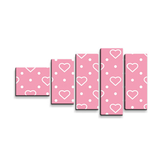Obraz - 5-dílný Srdce a tečky: 100x60 cm