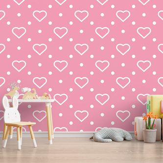 Tapeta Srdce a tečky: 336x220 cm
