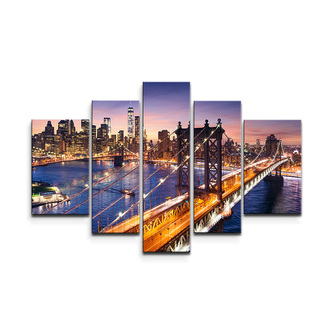 Obraz - 5-dílný Most v New Yorku: 125x90 cm Obraz - 5-dílný Most v New Yorku: 125x90 cm