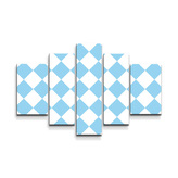 Obraz - 5-dílný Bílomodré kosočtverce: 125x90 cm