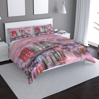 Povlečení Barevné domky na pobřeží: 140x220 / 90x70