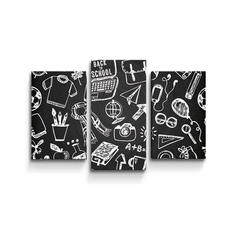 Obraz - 3-dílný Černobílá škola: 75x50 cm Obraz - 3-dílný Černobílá škola: 75x50 cm