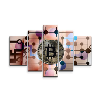 Obraz - 5-dílný Bitcoin: 125x90 cm