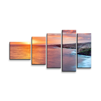 Obraz - 5-dílný Západ slunce nad mořem: 100x60 cm