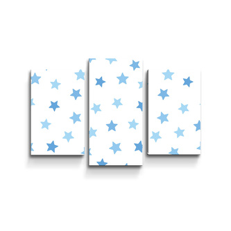 Obraz - 3-dílný Modré hvězdy na bílé: 75x50 cm
