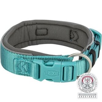 PREMIUM obojek EXTRA široký, aqua/grafit - M-L: 40-48 cm/40 mm