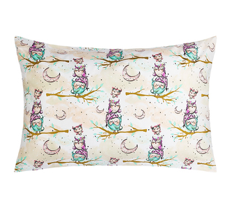 Povláček bavlna - Sovička na větvi - 40x60cm na zip ( pouze povlak )