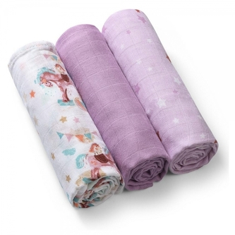 Bambusové dětské plenky 3 ks, Houpací koník - fialové Bambusové dětské plenky 3 ks, Houpací koník - fialové