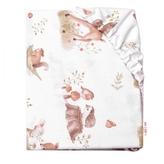 Bavlněné prostěradlo do postýlky, Roztomilá zvířátka, bílá/hnědá; 120x60