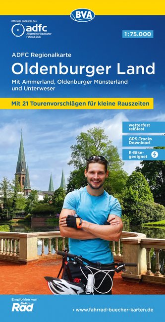 ADFC-Regionalkarte Oldenburger Land, 1:75.000, mit Tagestourenvorschlägen, mit Knotenpunkten, reiß- und wetterfest, E-Bike-geeig