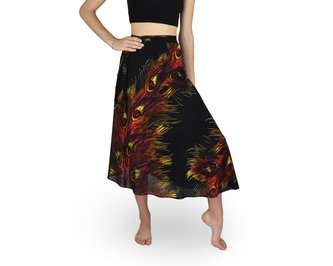 Zavinovací sukně NORIO, černá, paví oka