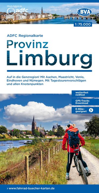 ADFC-Regionalkarte Limburg, 1:75.000, mit Tagestourenvorschlägen und allen Knotenpunkten, reiß- und wetterfest, E-Bike-geeignet,