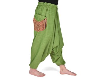 Harémové kalhoty aladin WUAR, zelené, úzká pasovka