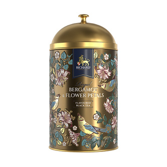 Černý aromatizovaný čaj Richard Royal Bergamot & flower petal,zlatá – 60 g