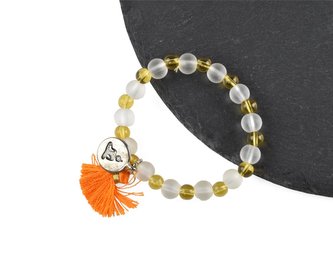 Náramek oranžový, třásně, Buddha