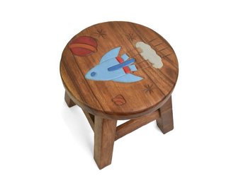 Stolička dřevěná dekor raketa